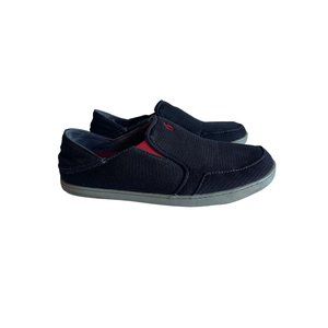 OluKai Nohea Mesh Men's Size 9.5 Slip On Drop-In Heel Black Red Sneakers